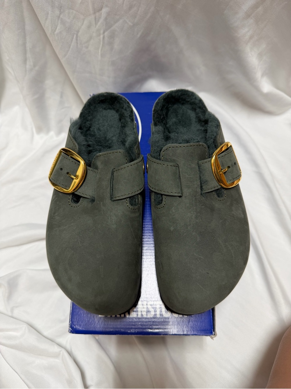 NIB Birkenstock Boston Big Buckle Shearling in Thyme size 38